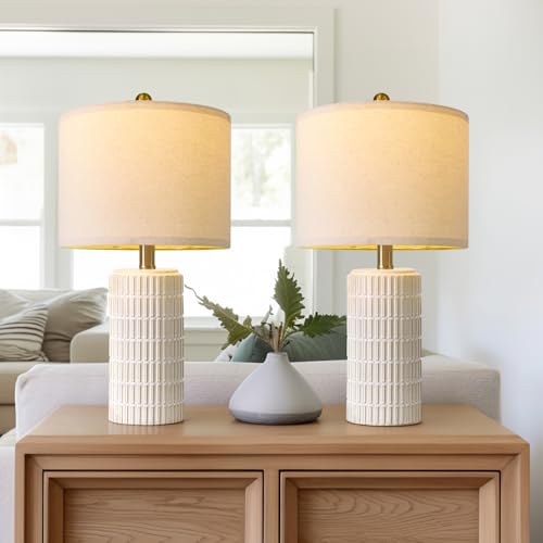 20.75" Small Modern Ceramic Table Lamps Set of 2 for Bedroom (2 Count)