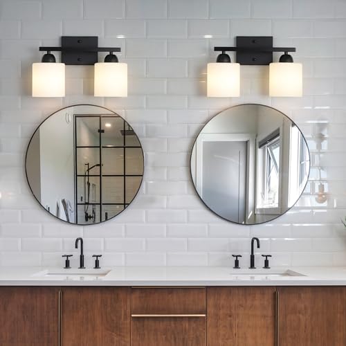 Milk Glass Vanity Lights for Bathroom (2 Count)