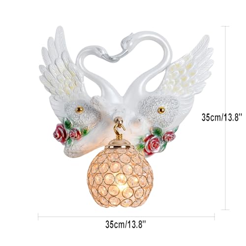 Large White Wall Sconces Crystal Glass Wall Mount Light Luxury Resin Floral Art Deco E26 Modern Wall Light Fixtures for Bedroom