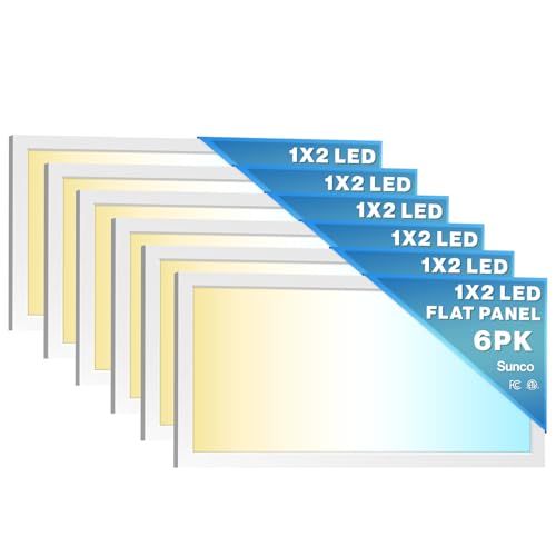 Sunco 6 Pack 1x2 LED Flat Panel Lights (6 Count)