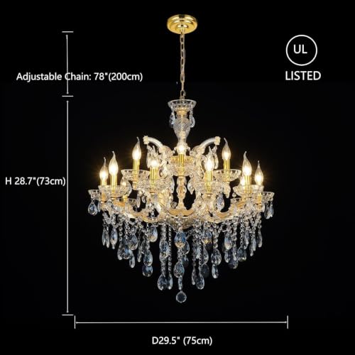 Modern Crystal Chandeliers Luxury Gold Maria Theresa Chandelier for Dining Room