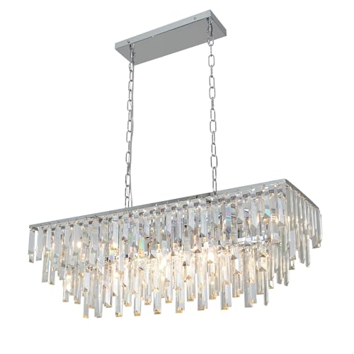 31.5" Modern Rectangle Crystal Chandelier