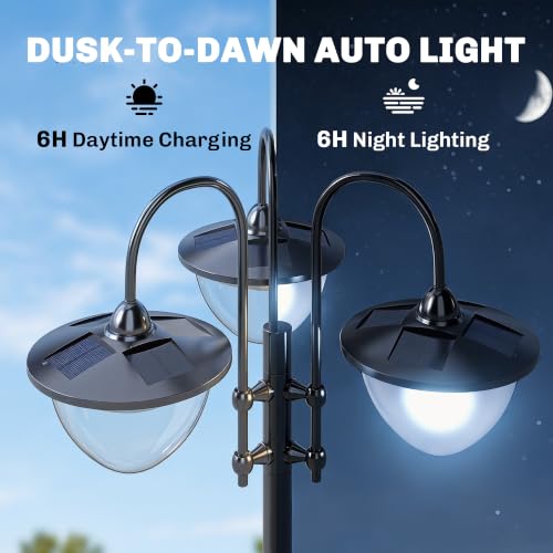 74.5" 3 Head Solar Lamp Post Light Outdoor with Planter