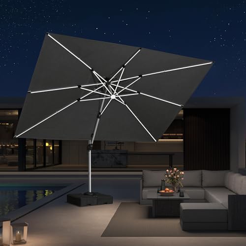 Patio Umbrella 9' X 12' Double Top Solar LEDlight