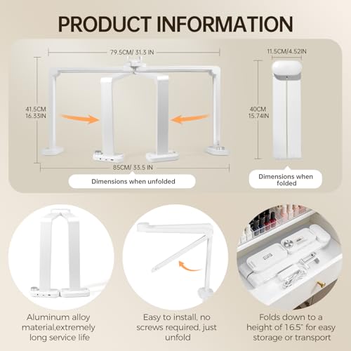 33.5" Foldable Nail Desk Lamp