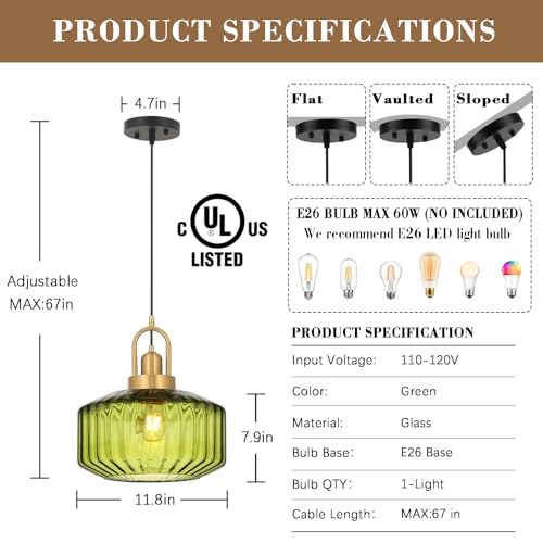 11.8in Mid Century Modern Pendant Light