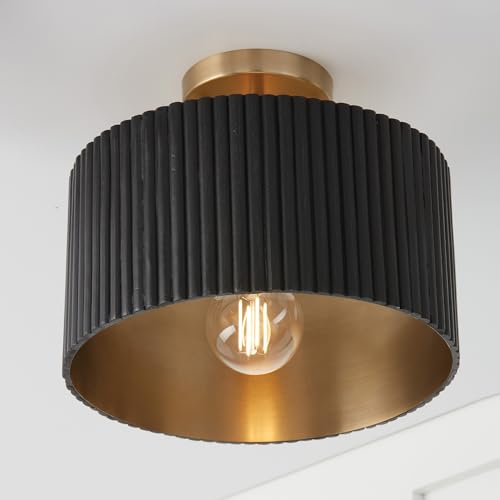 Capital Lighting 250711KR Donovan Modern Mango Wood Drum Convertible Semi Flush