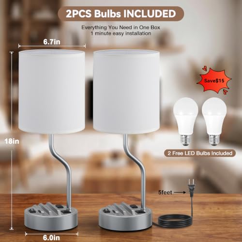 Bedside Lamp for Bedroom Set (2 Count)