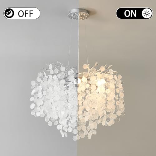 6 Light Capiz Shell Chandeliers 18 Inch Modern Coastal Light Fixture