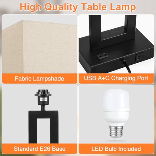 26.3in Big Bedroom Table Lamps Set of 2 (2 Count)