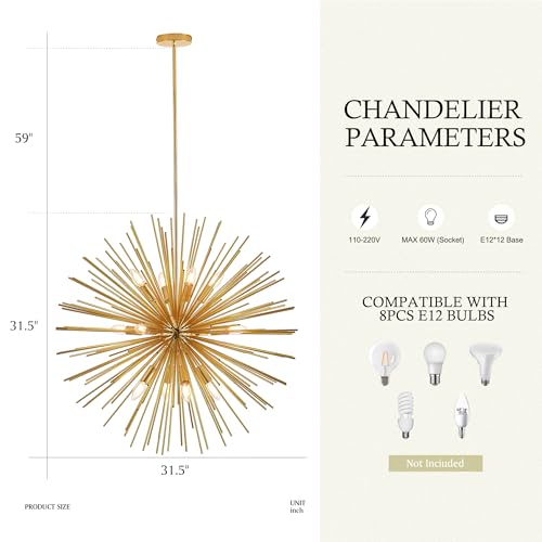 31.5" Gold Sputnik Chandelier 12