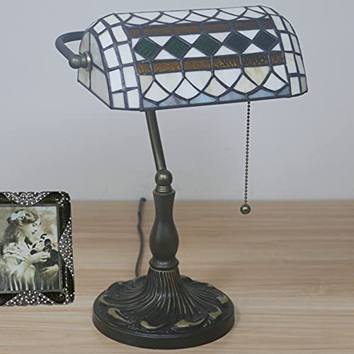 Tiffany Style Bankers Table Lamp Stained Glass Piano Desk Lamp Vintage Bedroom Bedside Lamp for Study