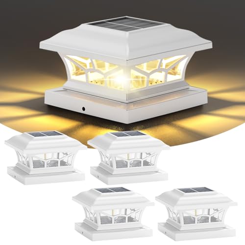 4 Pack Solar Post Cap Lights Outdoor Waterproof