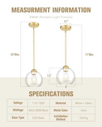 2 Pack Gold Pendant Light Fixtures (2 Count)