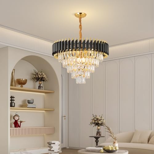 24” Gold and Black Crystal Chandelier