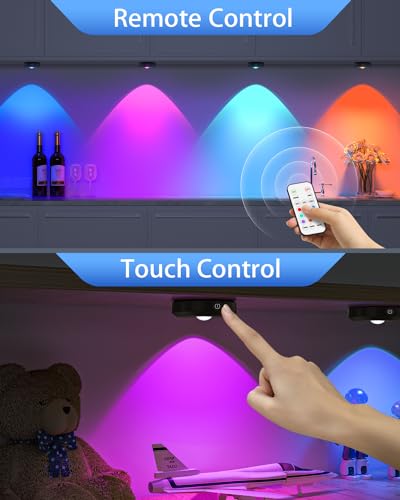 Rechargeable RGB Puck Lights with Remote (6 Count)