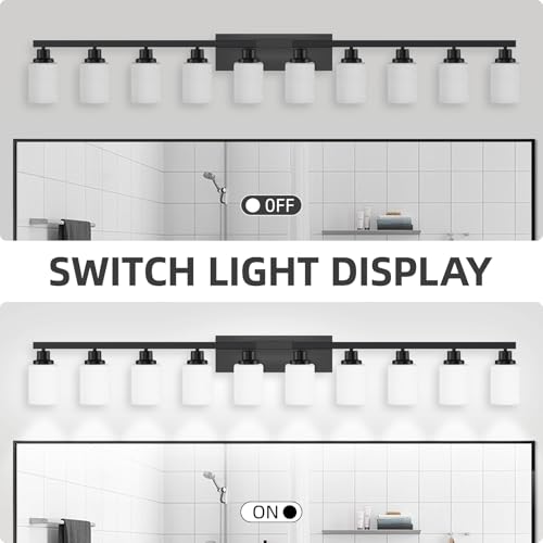 10 Light Bathroom Vanity Lights Over Mirror 65.4 inch Black (10 Count)