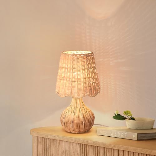 Rattan Small Bedside Table Lamp for Bedroom