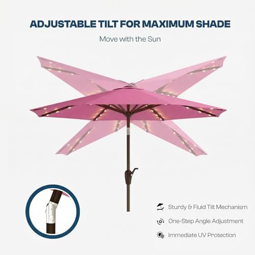 10FT Solar Patio Umbrella with Lights