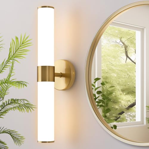 Hardwired Gold Bathroom Vanity Light Milk Glass Wall Sconce