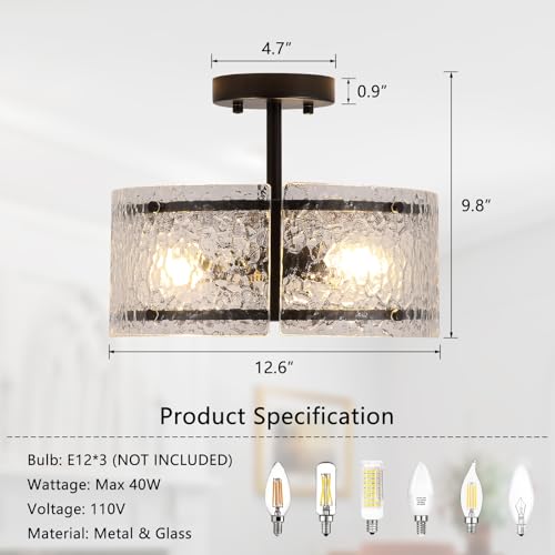 Black Semi Flush Mount Ceiling Light