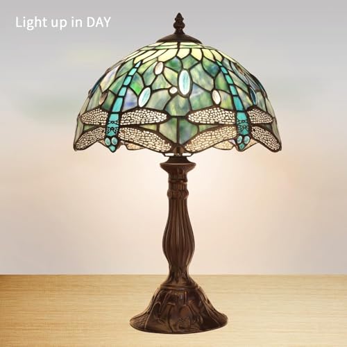 18" Tiffany Dragonfly Style Stained Glass Table Lamp