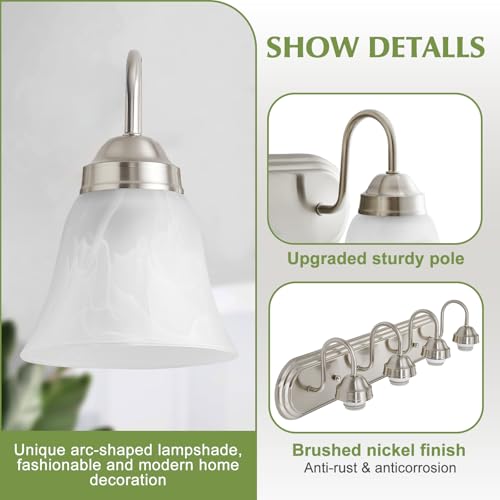 4 Light Brushed Nickel Vanity Light for Bathroom