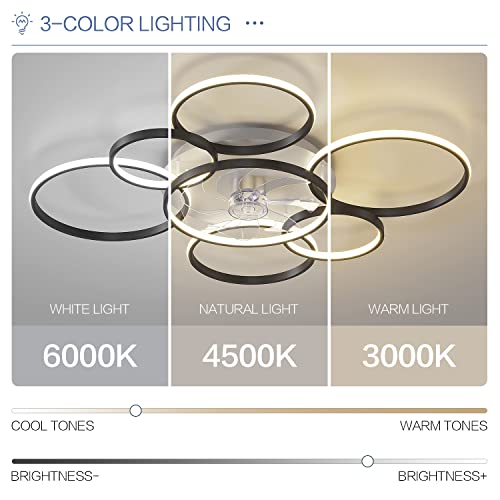 41" Black Modern Ceiling Fan with LED Light and Remote