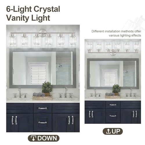 Modern Brushed Nickel Crystal Bathroom Light Fixtures