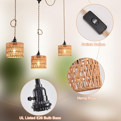 3 Light Hanging Light with Plug in Cord