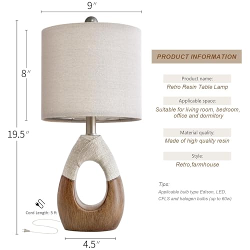 Boho Table Lamps Bedroom Living Room Set 2 (2 Count)