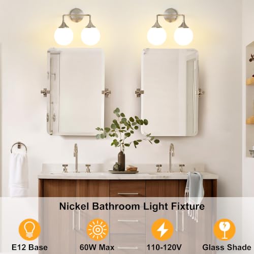 Brushed Nickel Bathroom Light Fixtures Over Mirror Vanity 2 (2 Count)
