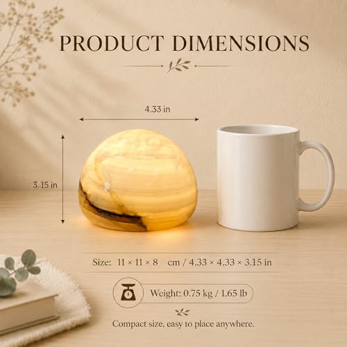 Natural Marble Lamp Cordless Touch Control Night Light 3