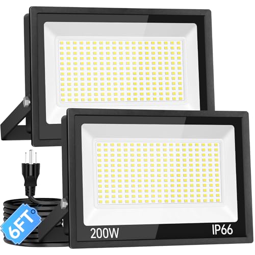 24000LM 200W LED Flood Light Outdoor Plug in (2 Count)
