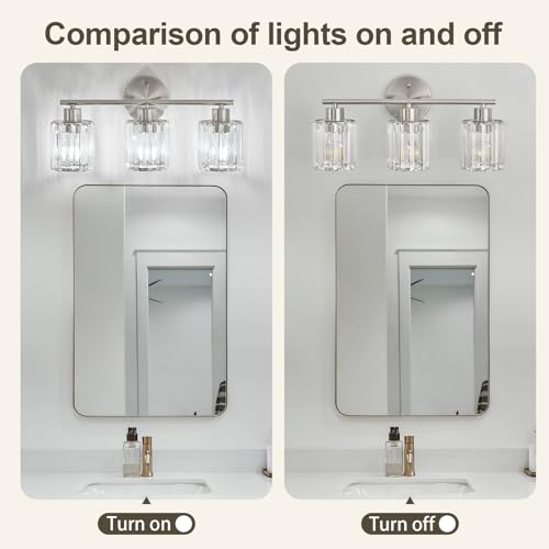 Modern Brushed Nickel Crystal Bathroom Light Fixtures