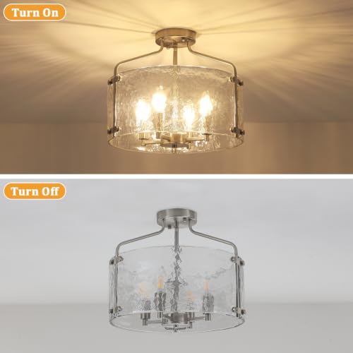 Modern Brushed Nickel Semi Flush Ceiling Light
