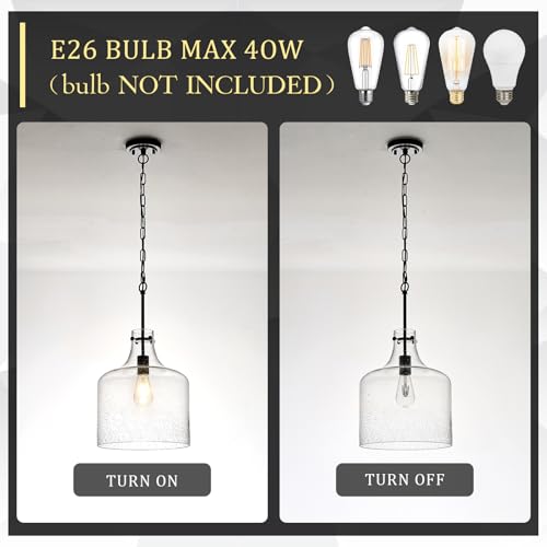 12" Farmhouse Seeded Glass Pendant Light