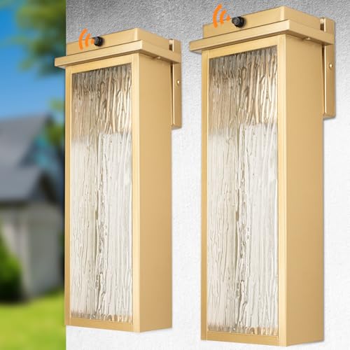 16" Dusk to Dawn LED Gold Outdoor Light Fixtures Wall Mount 2 PK (2 Count)