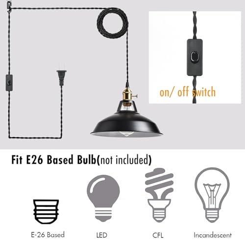 Industrial Plug in Pendant Light