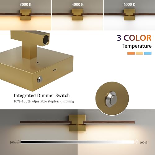 Gold & Walnut Battery Operated Wall Sconce with Remote Control (2 Count)