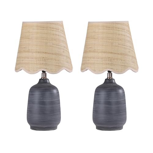 Set of 2 19" Modern Ceramic Table Lamp for Living Room Cream Base Desk Lamps for Bedroom Farmhouse Bedside Nightstand Lamp End Table Lamps (2 Count)