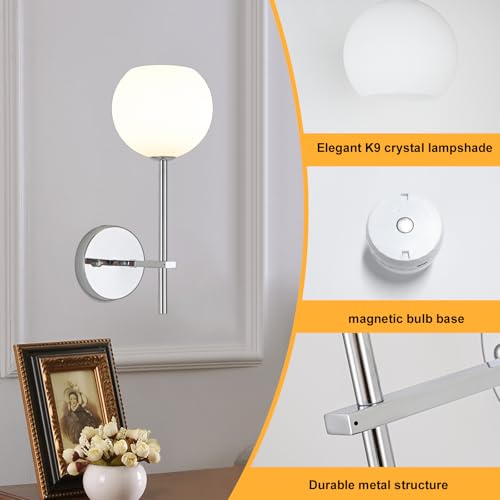 Chrome Battery Operated Wall Sconces Set of 2