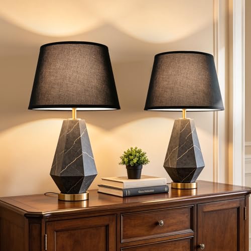 Black Drum Lamp Shades Set of 2