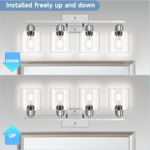 Modern Brushed Nickel 4 Light Bathroom Light Fixtures