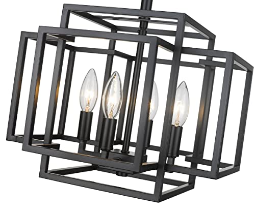 454SF-BK-BN 4 Light Semi Flush Mount, Black & Brushed Nickel