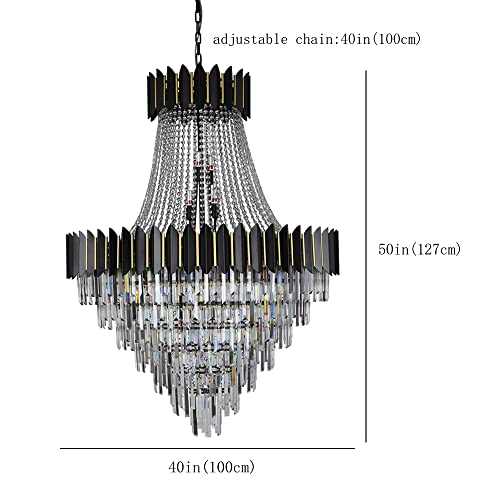 Luxury Modern Crystal Chandelier K9 Raindrop Crystal Chandelier Black Finish 7