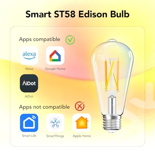 Smart Edison Light Bulbs with WiFi ST19 (4 Count)