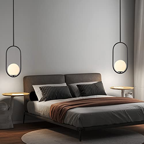 Modern Pendant Lighting One Light Chandelier Globe Black Pendant Light Indoor Hanging Light Fixture for Kitchen Island Dinning Room Bedroom
