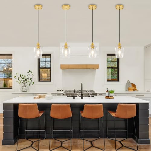 3 Pack Brushed Gold Pendant Lights Over Island Kitchen Light Fixtures (3 Count)