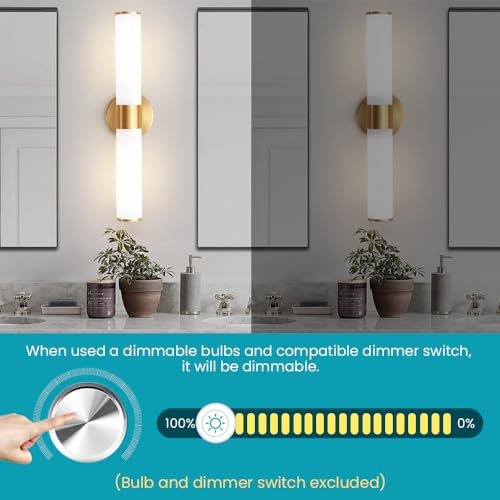 Hardwired Gold Bathroom Vanity Light Milk Glass Wall Sconce